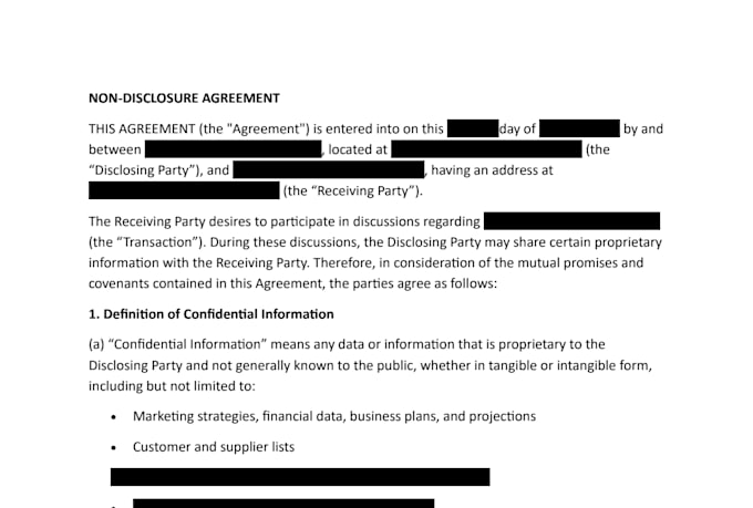 draft confidentiality and non disclosure agreements